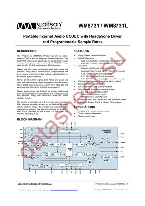 WM8731L-6061-FL28-M-S datasheet  